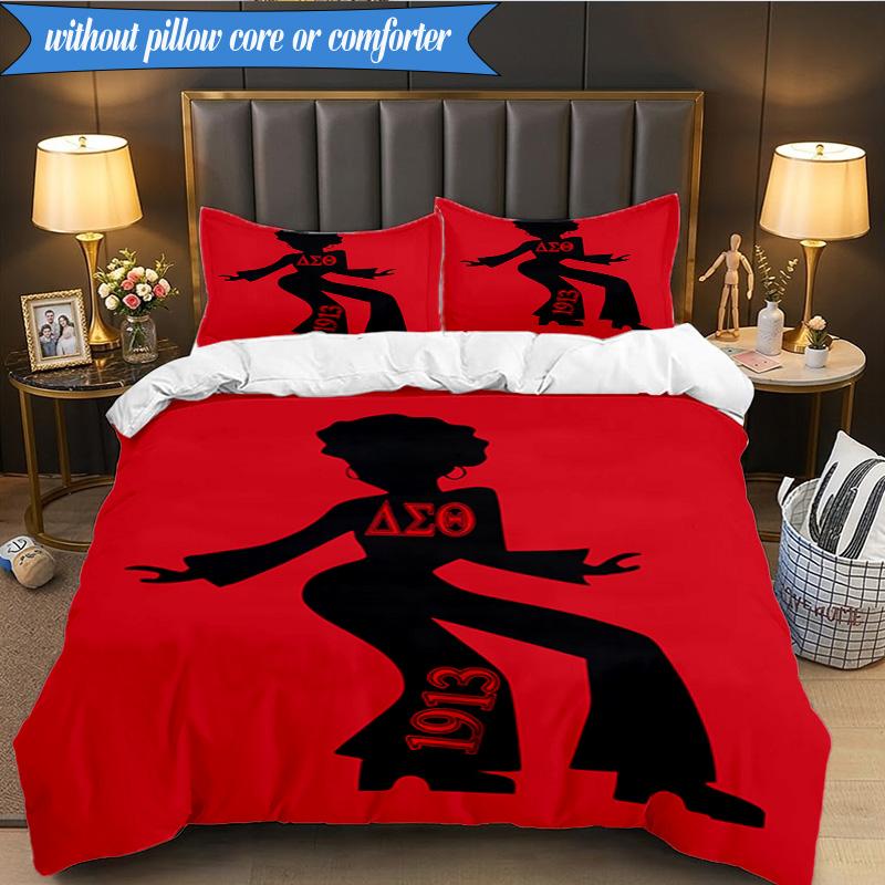 3PCS Delta Sigma Theta Bedding Set 2D Printing (Includes 1 Duvet Cover + 2 Pillowcases Coreless), Bedroom decor,Fan Gift