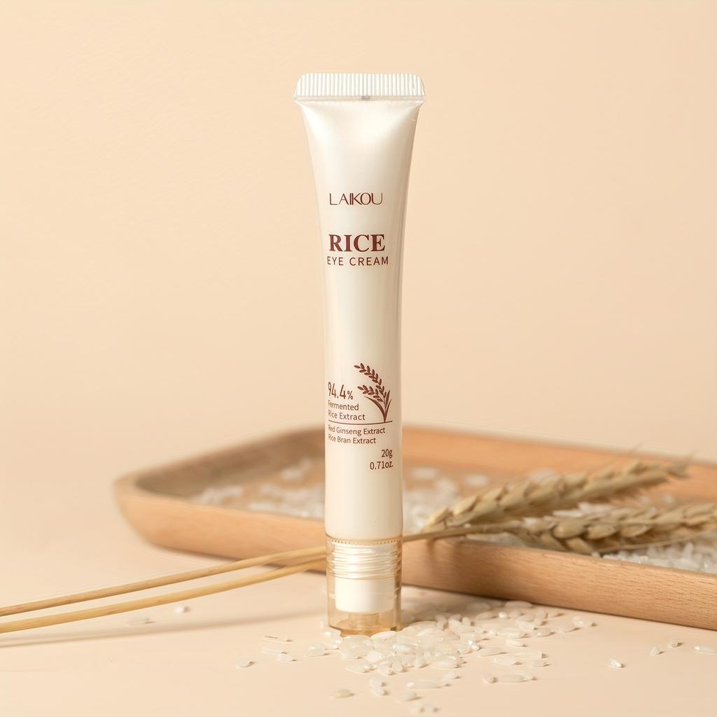 LAIKOU Reis Augencreme, Rollerball-Applikator, Fermentierte Reisessenz, mit Niacinamid & Hyaluronsäure, Tragbar für Reisen, Tägliche & Schlafanwendung