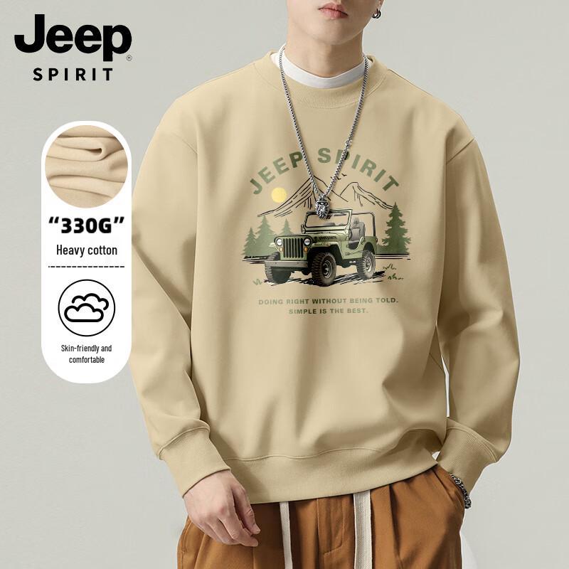 

JEEP SPIRIT Men s Loose Fit Printed Long Sleeve Crewneck Sweatshirt L