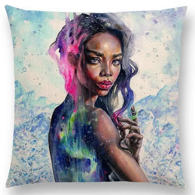 Gorgeous Oil Painting Cushion Cover Miracle Girl Wonder Beauty   Beautiful Queen Narwhal Cat Swan Sofa Pillow Case