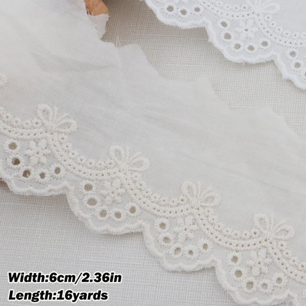 Decorative Trim White Ivory Cotton Lace Trim 16 Yards Embroidery Floral Embroidery Ruffle Sewing Trim