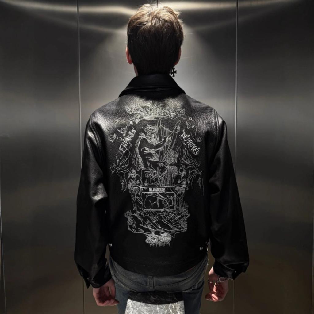 New "Principles of Love" Embroidered Leather Jacket Jacket