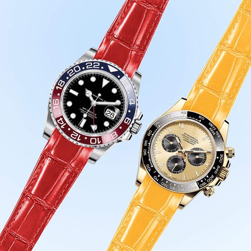 20mm Arc joint watch Strap For Rolex Genuine Leather watchband Submariner Daytona GMT men Original Style cowhide watch bracelet