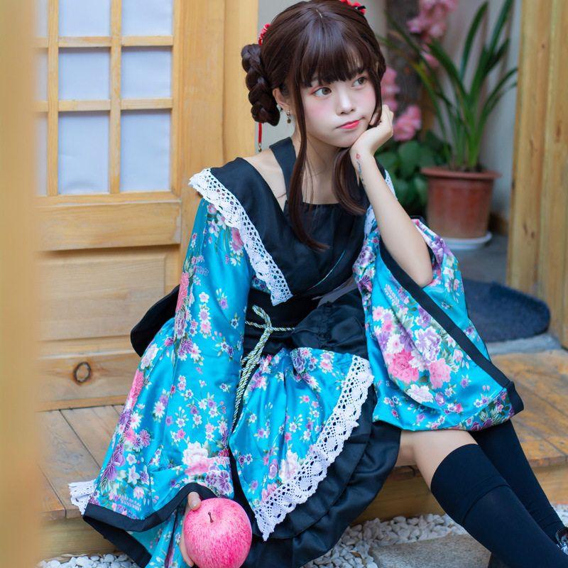 Japanese Traditional Kimono Formal Wear for Women Cosplay Photography Anime Performance Stage Costumes Jigoku Jodo Dance
