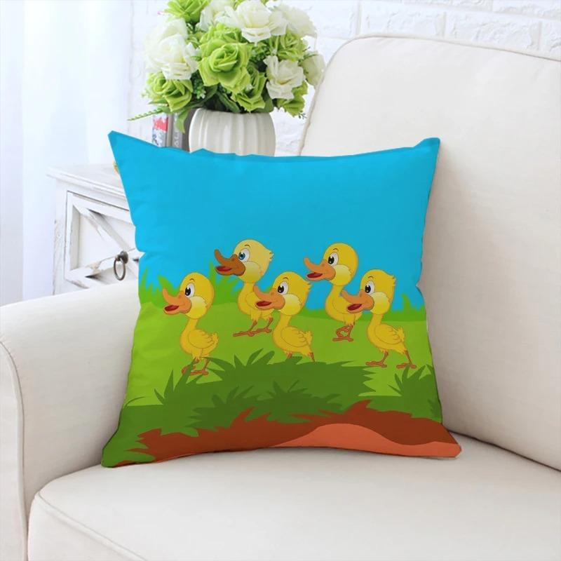 Little Yellow Duck Pattern Pillowcase Car Ornaments Office Living Room Sofa Home Pillowcase