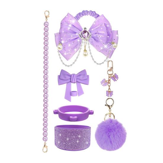 1 Set Tassenmanschette Funkelnde Strasssteine Imitierte Perlen Schleifen-Dekor Tassenzubehör mit Silikon-Bodenprotektor