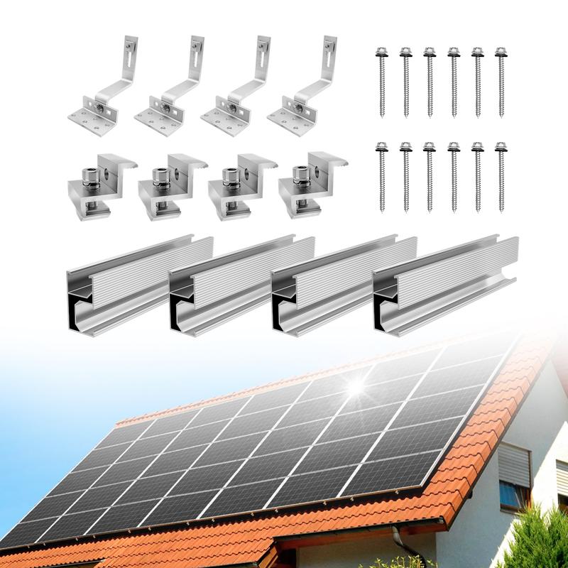 CP-SETUNO Solar Panel Mounting Set, Photovoltaic Mounting Rail for 1/2/4 Solar Panel, 300 Mm Aluminum Mounting Rail, for 30/35 M