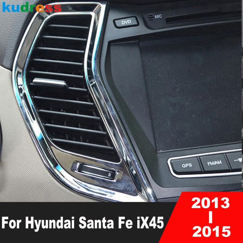Для Hyundai Santa Fe 2013 2014 2015 Хромированные Накладки на Дефлекторы Кондиционера, Внутренние Накладки на Ручки Дверей, Аксессуары для Интерьера
