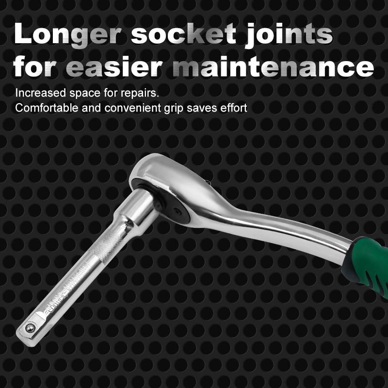 Drive Socket Set 1/4"-3/8"-1/2",72 Teeth CRV Ratchet Wrench Sockets Compact Sockets for Motorcycle Repair Mechanic Tool for Car
