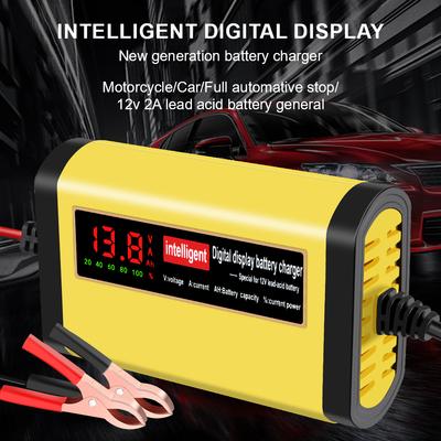 Chargeurs de Batterie Plomb-Acide AGM GEL 3 Étapes Accessoires Auto 2A Charge Rapide Intelligente Affichage LCD Numérique Chargeur de Batterie de Voiture Entièrement Automatique