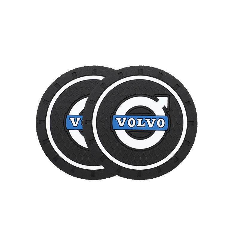 

2PCS Anti-Slip Volvo Car Cup Holder Coaster Carbon Fiber Silicone Water Cup Mat for Volvo XC90 V90 V60 XC60 V40 EC40 EX40 S80 T6