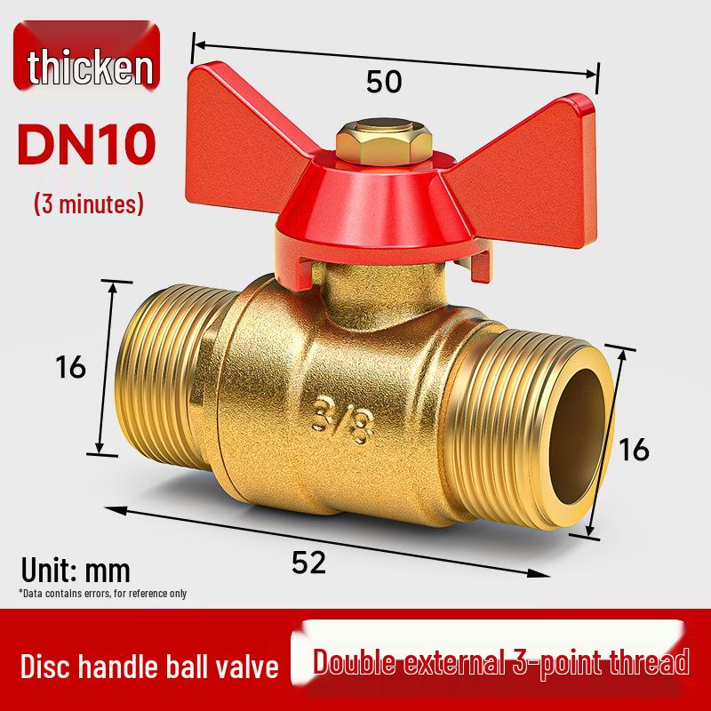 Heavy-Duty 1/2" Brass Ball Valve for Air and Water Pipes, Internal/External Thread