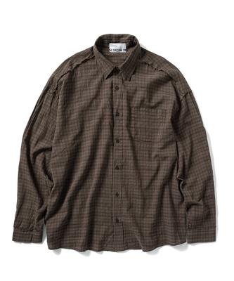 SUPERSUB Cut-Off Grunge Check Shirt - Khaki Brown