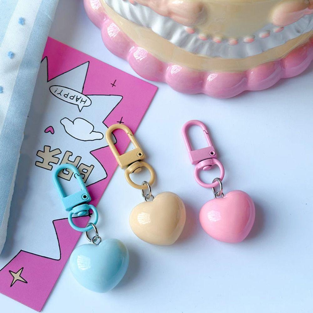 5pcs Anti-lost Heart Pendant Keyring Macaron Colors Car Keychain  Hanging Jewelry