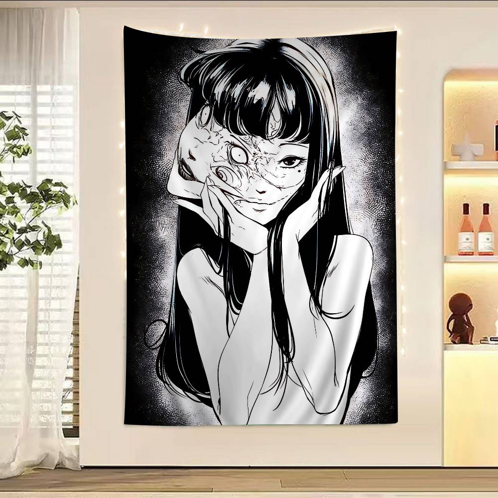 Japan Anime Junji Ito Cartoon Wandteppich Kunst Science-Fiction Zimmer Heimdekoration Wandbehang Blätter
