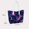 Purple Floral Moon Pattern Casual Tote Bag Fashion Portable Daily Carry Shoulder Bag