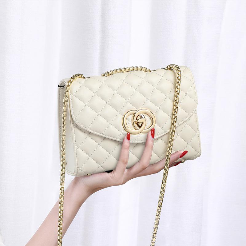 New Bag Women's Bag Chain Bag Crossbody High End Feeling Light Luxury Spring and Summer Genuine Leather Square Bag