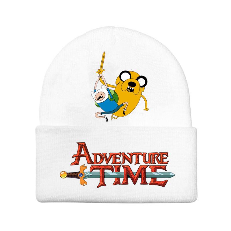 Adventure Time Cartoon Print Acrylic Knit Hat Winter Warm Unisex Beanie For Adults Teens