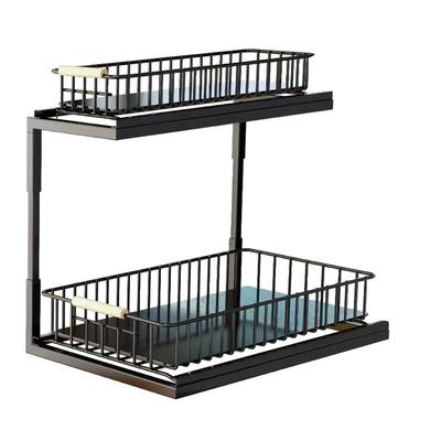 Under Sink Cabinet Shelf Multifunctional Slide Out Double Layer Spice Drawer Storage Sink Shelf for