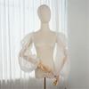Elegant Tulle Bishop Sleeve False Sleeves Sheer Stage Costume Accessory White Ruffled Long Sleeve for Wedding