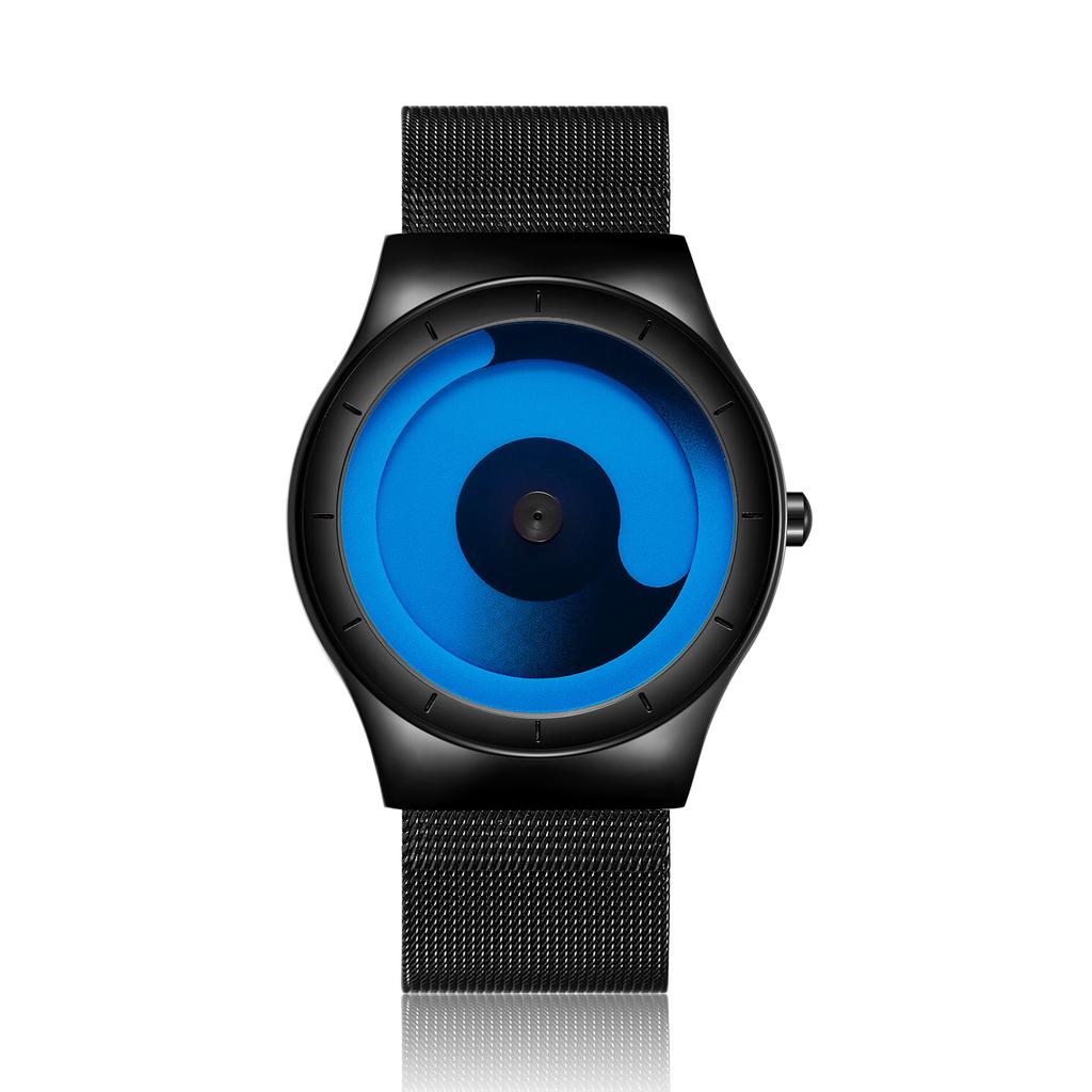 Fashionable trendy man watches personalized creativity no pointers starry vortex circular dial quartz watch relojes para hombres