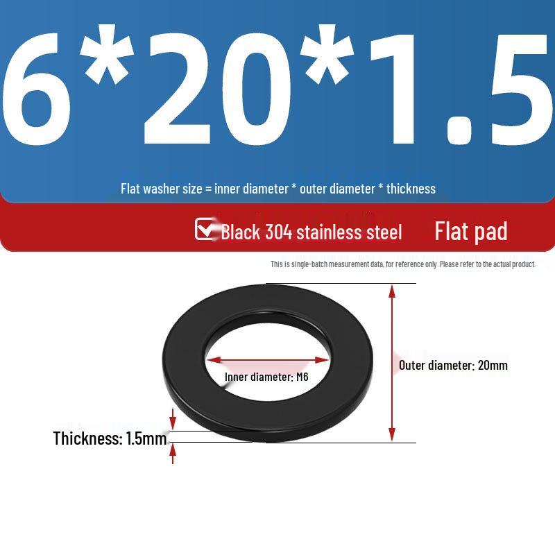 Ultra-Thin Black Zinc-Plated Stainless Steel Flat Washer (M2-M20)