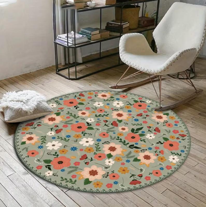 

Traditional Geometric Round Mat Vibrant Mandala Design Perfect for Outdoor Courtyard Bedroom Dining Room, or Living Room Decor 80cm x 80cm