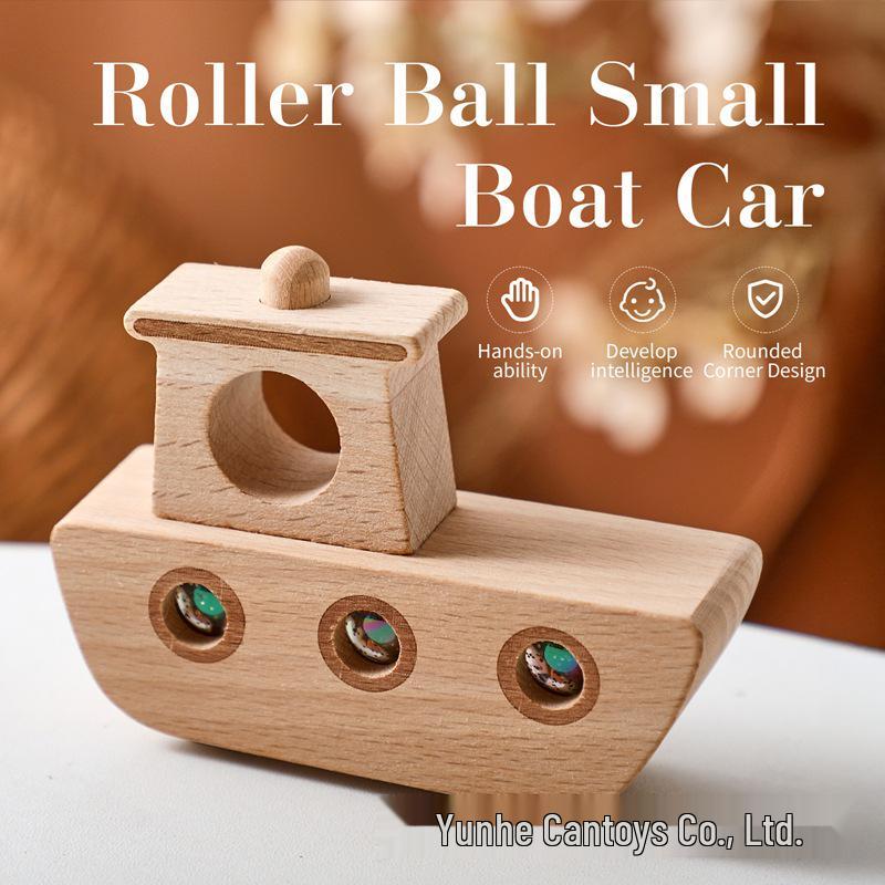 Beech Wood Bear Rolling Ball Pull Toy for Children's Auditory Attention Training