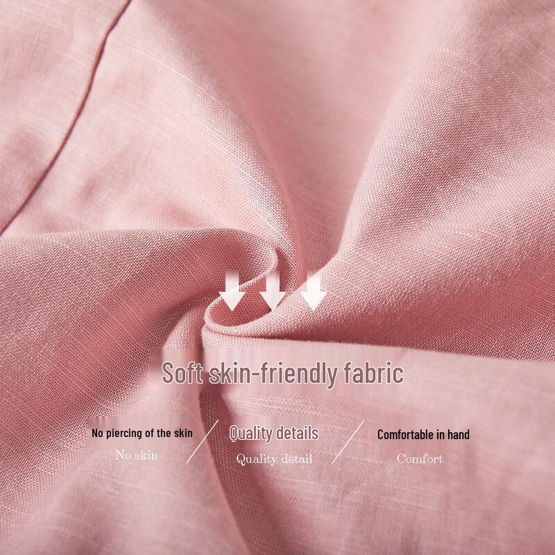 DeMana French Style Linen Blend Tie-Waist Midi Dress