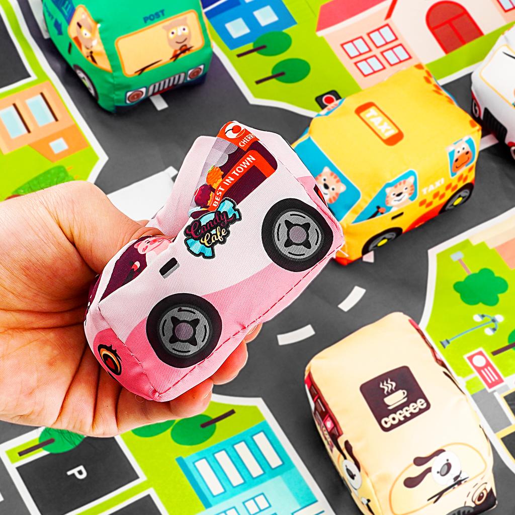 Early Educational Playthings Infant Fabric Cars Animals Transportation Playing Mat Storage Bag Infant Tear-Resistant Cloth Book