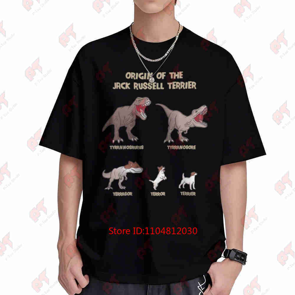 Origin Of The Jack Russell Terrier Evolution History Short Sleeve Tee 100% Cotton T-Shirt