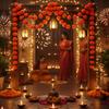 Artificial Marigold Chrysanthemum Wall Hanging Vine for Diwali Wedding Pooja Mandir Decoration Home Party Festival Garland Decor
