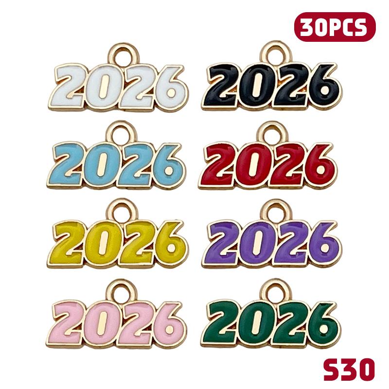 10/20/30Pcs 2026 Charms Alloy Number Pendant For Diy Graduation Bracelet Necklace Earrings Keychain Jewelry Making Accessories