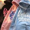 Women Letter Print Hoodie Long Sleeve Casual Loose Pullover Hooded Sweatshirt With Front Pocket S-3XL