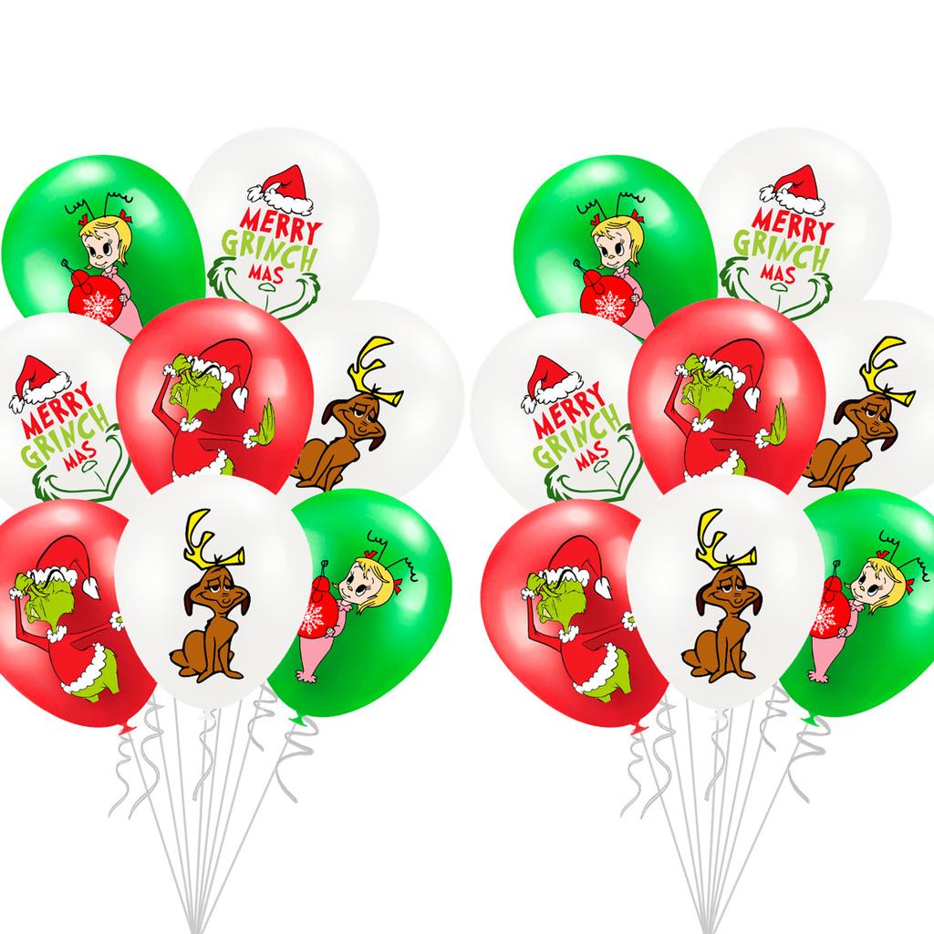 16-Piece Christmas Party Decoration Balloon Set Grinch Latex Balloon Customized