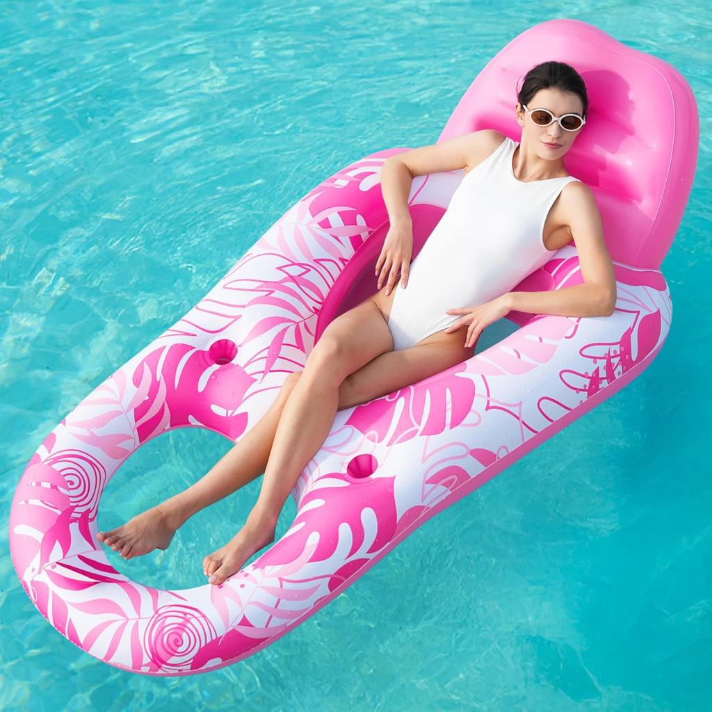 JOYFY Inflatable Adult Pool Floats Lounger Pool Float Lounge Raft Floaties Water Recliner Chair for Summer Water Party