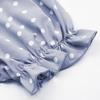 Women's Casual Crew Neck Polka Dot Printed Pleated Dress Short Long Sleeve Tie Spring Summer Mediumn