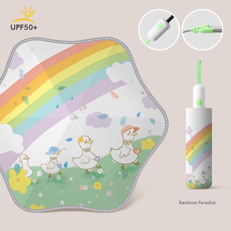 Children's Umbrella with Rounded Corners, Lightweight, Reflective, Cartoon Design, Suitable for Boys and Girls, Primary School Students, Dual-Use for