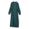[Ships Ladies] SHIPS for women one piece WEB limited Hand washable dot/floral pattern band color side pleats ladies 314514409 dark green M