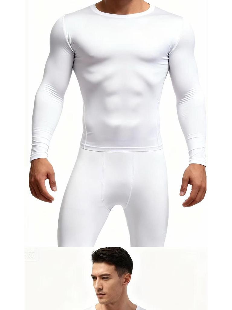 Men's Winter Fitness Set: Quick-Dry, Velvet-Lined Long Sleeve & Pants for Running and Training