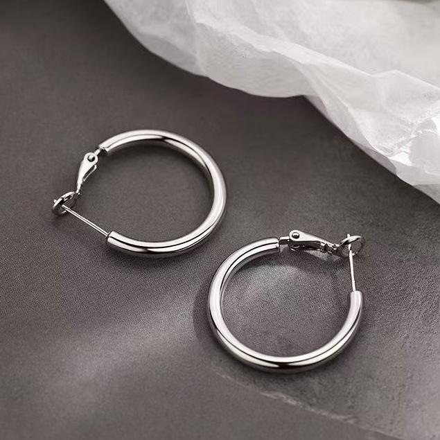 Circle Style Best-Selling Stainless Steel Needle Hiphop Hoop Earrings Women's High-End All-Match