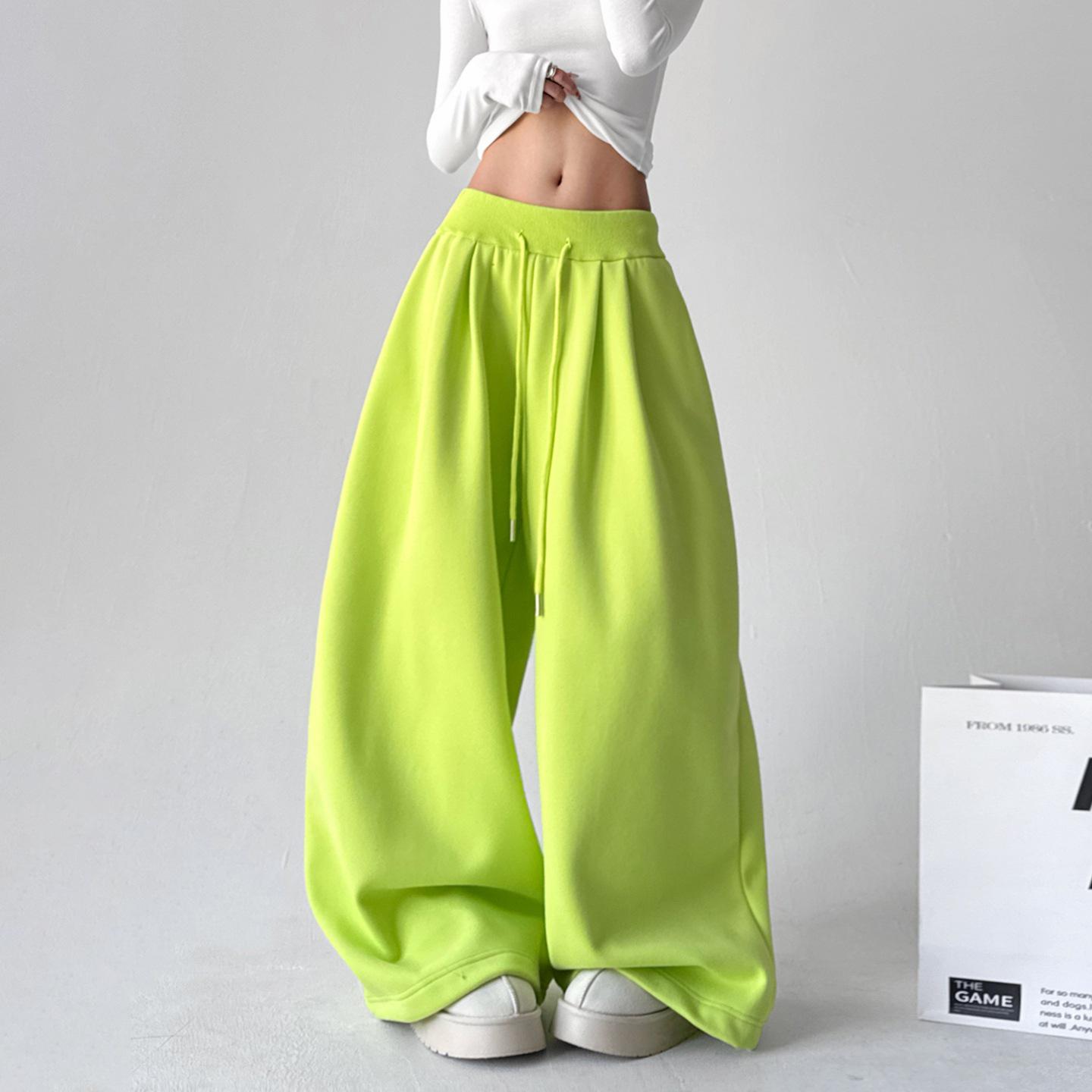 

Women s 2025 Winter New Arrival: Plus Velvet High-Waisted Drawstring Wide-Leg Loose Casual Trousers Extra Large