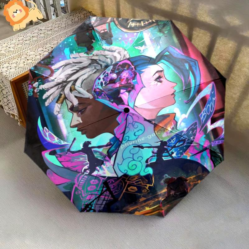 Vibrant Cyberpunk Warrior Folding Umbrella Travel Suitable for All Seasons Gift Umbrella Three Folds