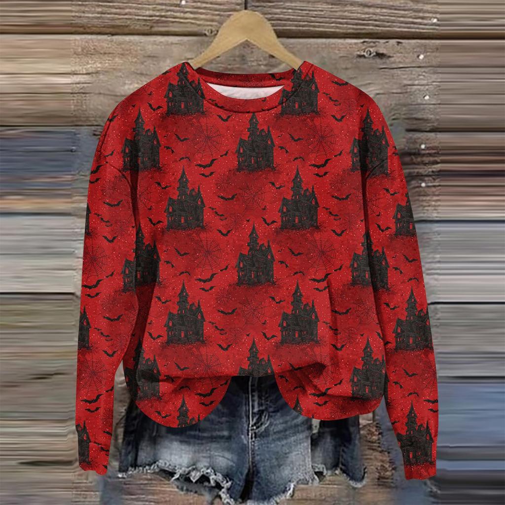 Women's Casual Comfortable Round Neck Long Sleeve Baseball Print Top Sweatshirt