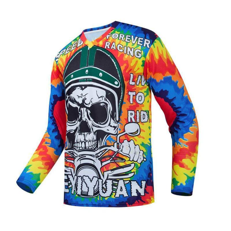 Personalized Skull-headed Downhill Suit Breathable Quick-dry Mountain Cross-country Motorcycle Riding Long-sleeved T-shirt Bicycle Shirt