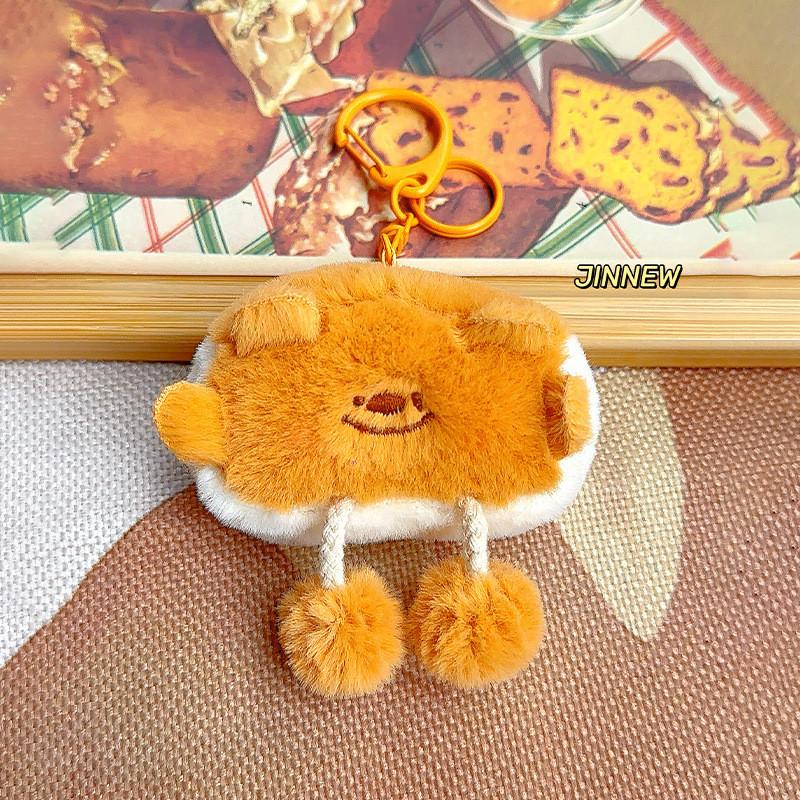 Bread Toast Sausage Adorable Mini Bear Plush Keyring Extensible Feet Kid Cartoon