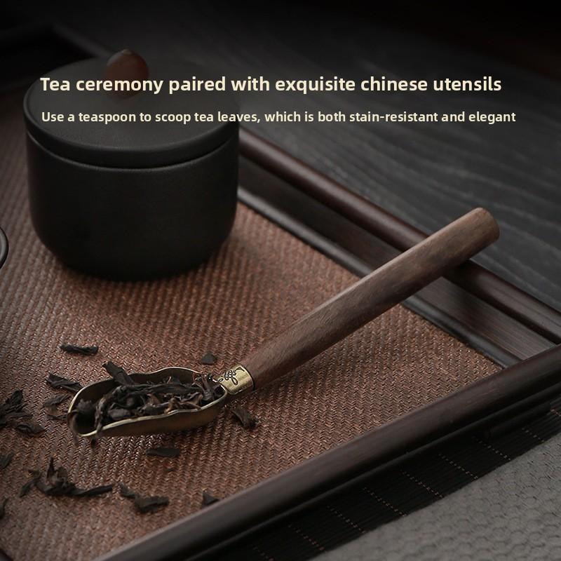 Vintage Ebony Tea Spoon Solid Wood Handle Teaspoon Retro Tea Shovel KongFu Tea Ceremony Accessories Teaspoon Gift