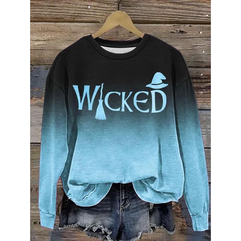 Womens Casual Hoodie With 3D Halloween Print Round Neck Lightweight Breathable Fabric