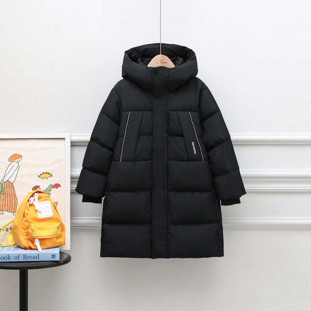 2025 Kids' Fashionable Mid-Length Hooded Down Jacket - Thickened White Duck Down for Girls