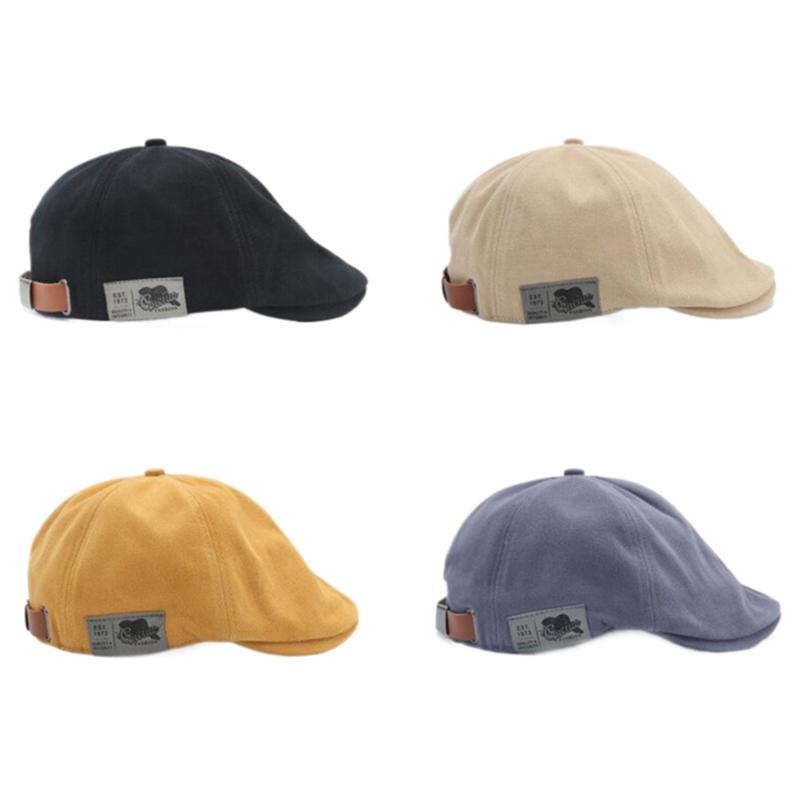 2025 Men'S Vintage Linen Hip Hop Solid Beret Side Label Women'S Hat Vintage Beanie Crowd Style Sun Beret